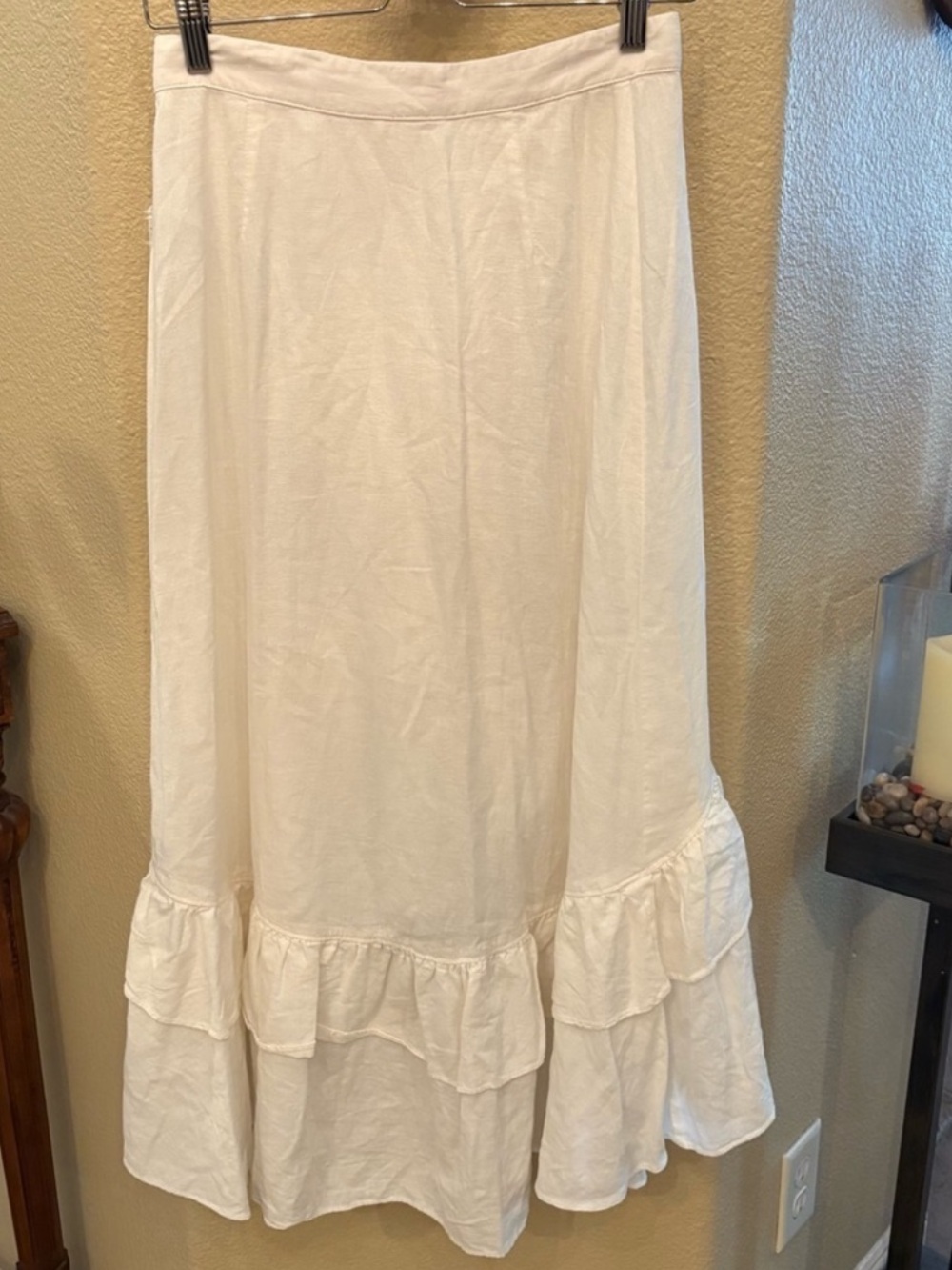 Free People Ivory High-Low Ruffle Wrap Skirt - Picture 2 of 5